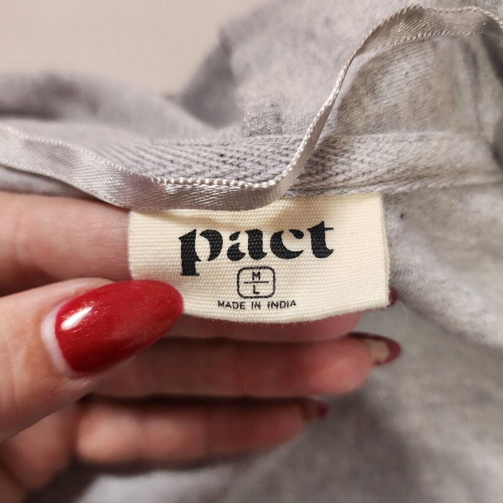 Pact Organic Cotton Gray Open Front Cardigan Women M/L Long Sleeve Casual - Picture 5 of 7